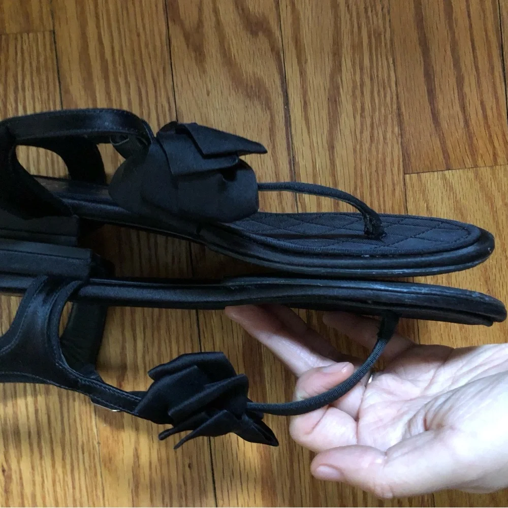 Chanel silk bow tie sandals